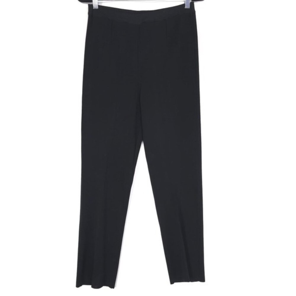MING WANG Luxury Knit Pull On Pants SMALL Black Trousers Straight‎ High Waist